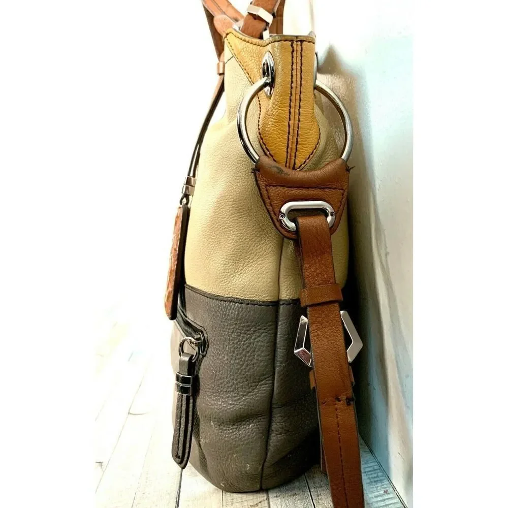 orYANY MULTI BEIGE GRAY GENUINE LEATHER MESSENGER X-BODY SHOULDER BAG HANDBAG